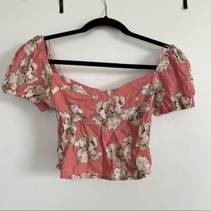 Pink floral crop top